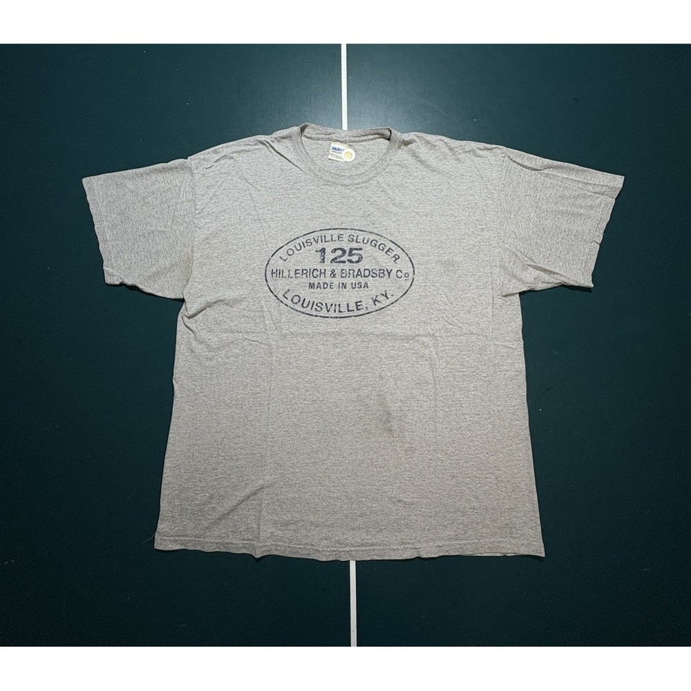 Vintage Baseball Louisville Slugger T Shirt Size 2XL Gray Navy Blue‎